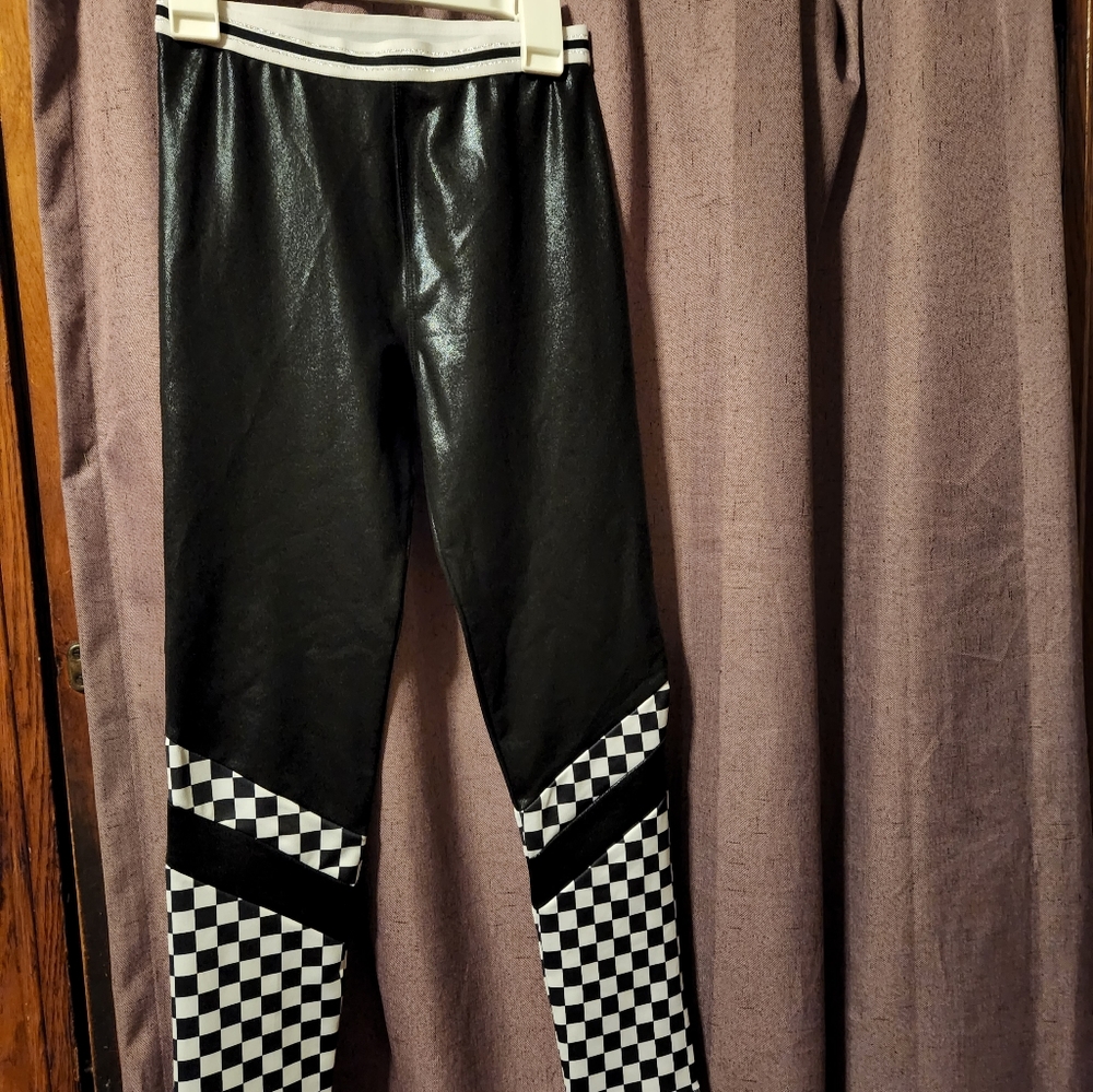 Girls black and white checkered pants